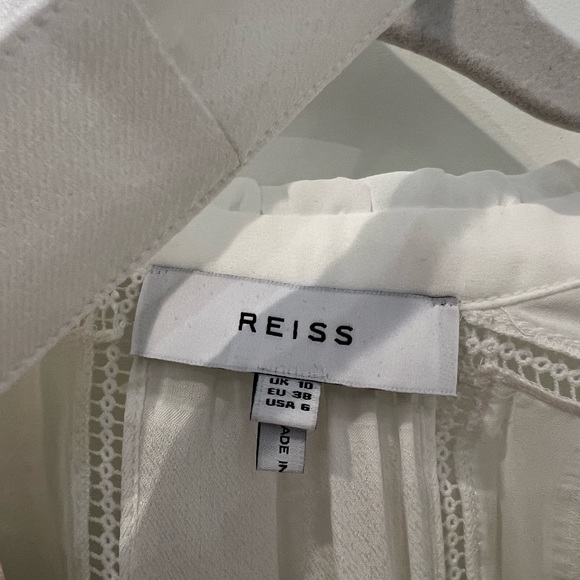 REISS - white Harriett Lace Inset Long Sleeve Dress - US 6 / UK10 - Picture 8 of 10